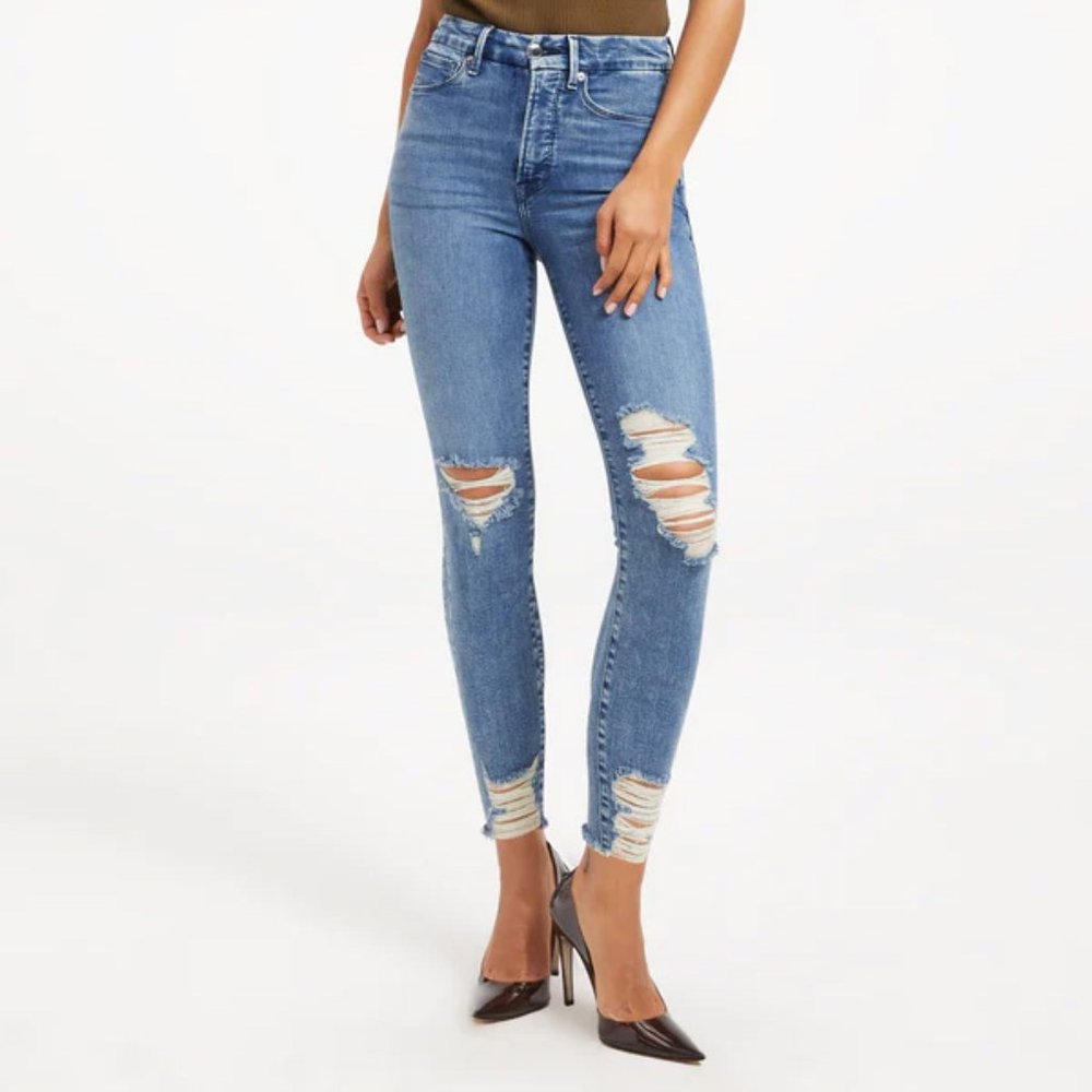 Good American Good Waist Skinny Cropped Jeans